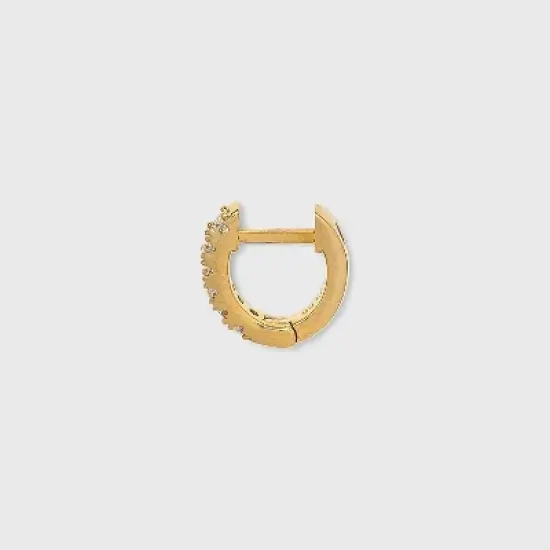 14K Gold Plated Cubic Zirconia Huggie Hoop Earrings - A New Day&trade; image {2}