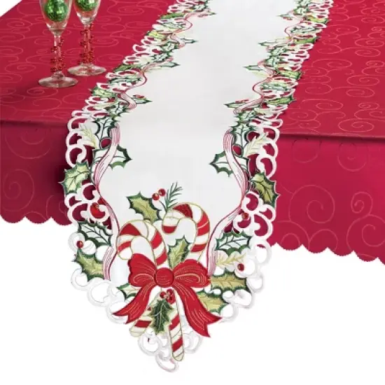 Collections Etc Candy Cane Christmas Table Linens image {2}