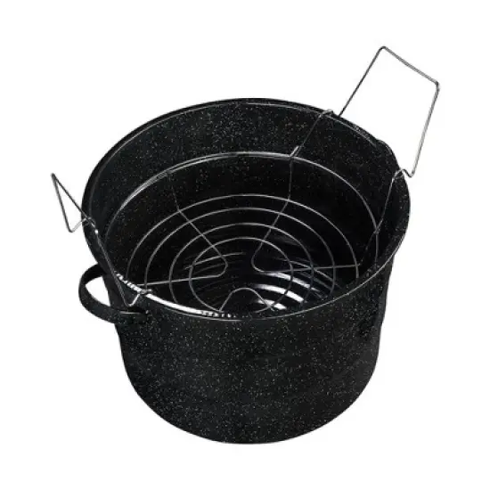 Granite Ware Water Bath Canner with Collapsible Jar Rack, 15.5 Quarts - Durable Enamel Steel Pot - Safe for Gas & Electric Stovetops (Speckled Black) image {1}