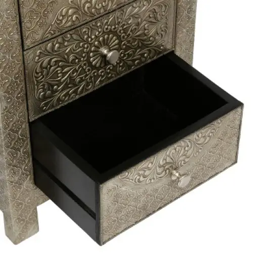 Deschutes Handcrafted Boho 3 Drawer Nightstand Silver - Christopher Knight Home image {6}