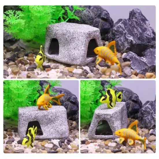 Unique Bargains Ceramic Aquarium Hideaway Rock Cave Fish Tank Decoration Gray 3.15''x2.20''x1.77'' image {4}