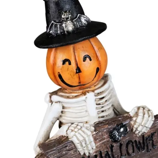 Northlight Jack-O-Lantern Skeleton in Witch's Hat and Happy Halloween Sign - 9.5" image {4}