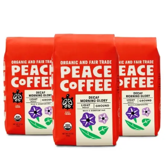 Peace Coffee Morning Glory Light Roast Ground Coffee - Decaf - 36oz/3ct image {4}