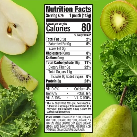 HappyTot Fiber & Protein Organic Pears Kiwi & Kale Baby Food Pouch - 4oz image {5}