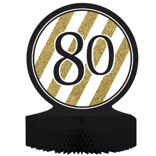 80th Birthday Party Decorations Kit Black/Gold image {4}