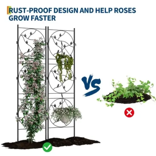 Black Metal Trellis for Climbing Plants - Heavy Duty Rustproof Garden Trellis for Roses, Vines & Vegetables - Indoor/Outdoor Plant Support image {5}
