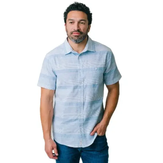 Hope & Henry Mens' Linen Short Sleeve Button Down Shirt image {5}