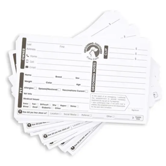 100 Pack Pet Grooming Card, Customer Information Cards Client Contact Profile Extender Pet Info Record Cards for Pet Dog Cat Groomers, 8 x 5 inches image {6}