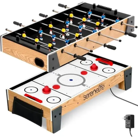 SereneLife 38" Table Top Air Hockey & 40" Foosball Set - 2-in-1 Swivel Game Table with Soccer Ball, Pucks & Pushers image {7}