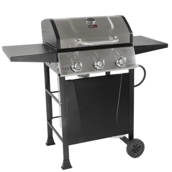 Grill Boss GBC1932M Outdoor BBQ 3 Burner Propane Gas Grill for Barbecue Cooking with Top Cover Lid, Wheels, and Side Storage Shelves, Black image {2}