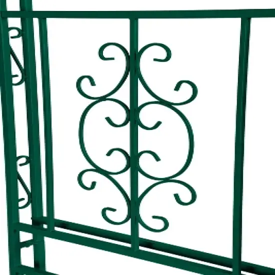 Evergreen Montebello Iron Garden Arbor with Gate, Forest Green- 53 x 84 x 23 Inches Fade and Weather Resistant Outdoor Decor image {3}