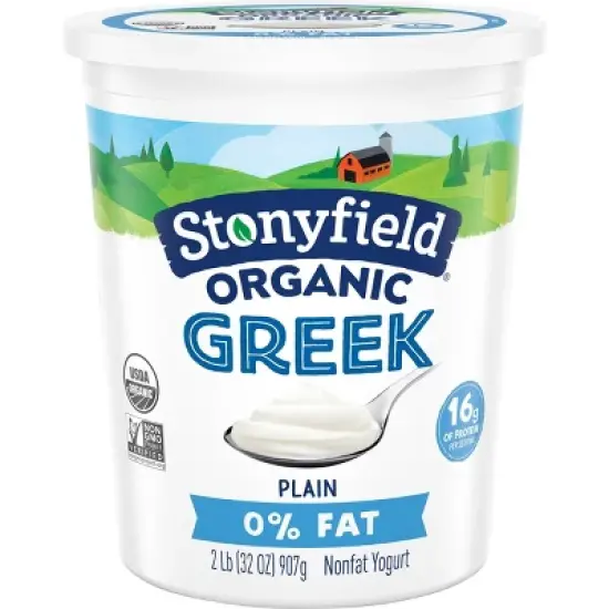 Stonyfield Organic Fat Free Plain Greek Yogurt - 16g Protein 32oz image {7}