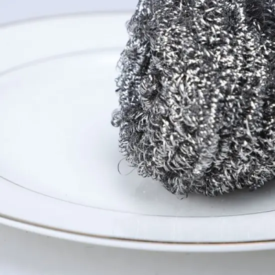 Unique Bargains Stainless Steel Kitchen Anti-Rust Scrubber 3" x 1.5" Silver Tone 5 Pcs image {4}