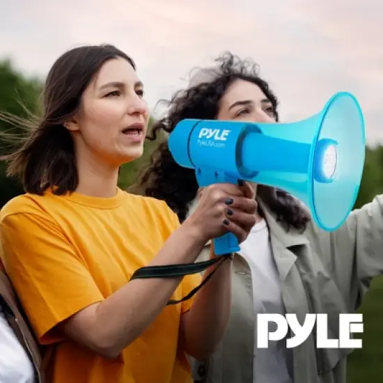 Pyle PMP66WLT Portable Waterproof Indoor Outdoor 40 Watt Max Ergonomic Megaphone Bullhorn Speaker with LED Light and Siren Alarm image {3}