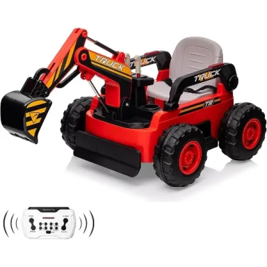 12V Kids Ride On Excavator Digger Car with Remote Control & Electric Digging Arm with 10Ah Large Battery, 4x75W Driving Motors image {8}