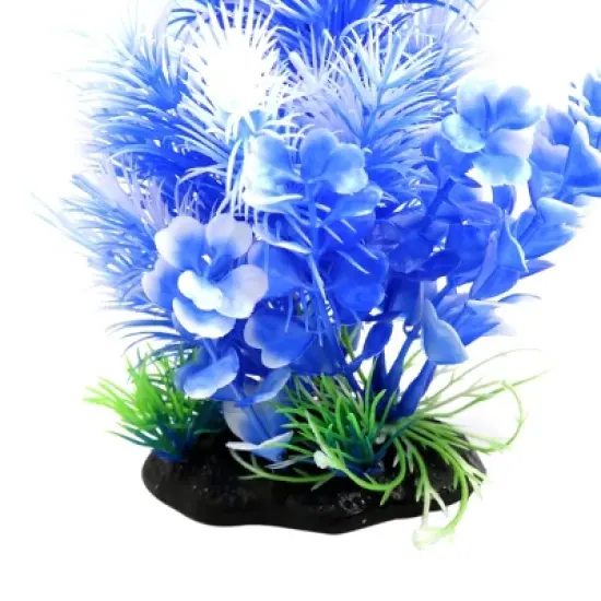 Unique Bargains Plastic Plant Ornament Aquarium Fish Terrarium Reptiles Tank Decor Blue White image {3}