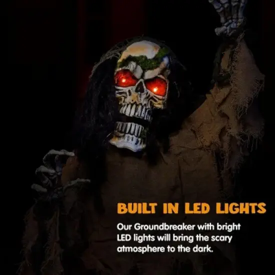Joyfy Halloween Decoration Light-up Zombie Groundbreaker Prop, Animated Skeleton Zombie with Creepy Sound for Outdoor, Lawn, Yard, Patio Decor image {8}