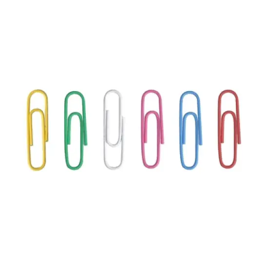 Charles Leonard Vinyl Coated Paper Clips, Jumbo Size, Assorted Colors, 200 Per Pack, 6 Packs image {2}