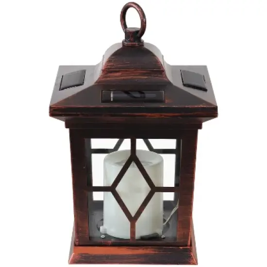 Sunnydaze Outdoor Lucien Hanging Tabletop Solar LED Rustic Farmhouse Decorative Candle Lantern - 9" image {9}