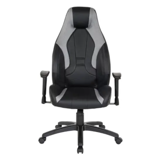 Commander Gaming Chair In Faux Leather Black/Gray - OSP Home Furnishings image {1}