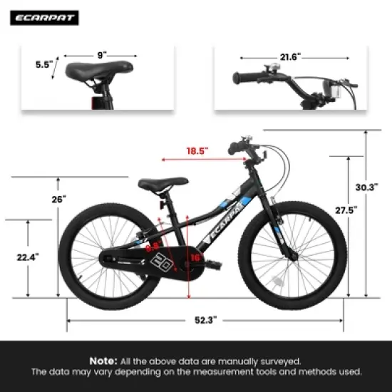 TopComfy Bicycles Kids Bike with Training Wheels V Brake and Safety Features for Learning Fun, 52.3"*21.6"*30.3" image {2}