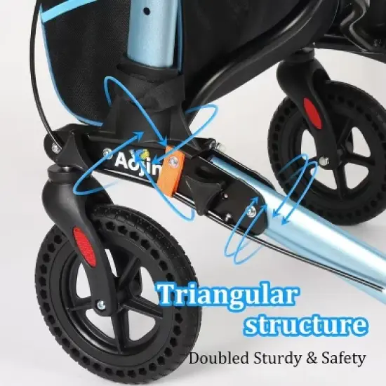 KTMBDW Foldable Rollator Walkers with Seat for Seniors, Adjustable Height, Lightweight Rolling Walker image {4}
