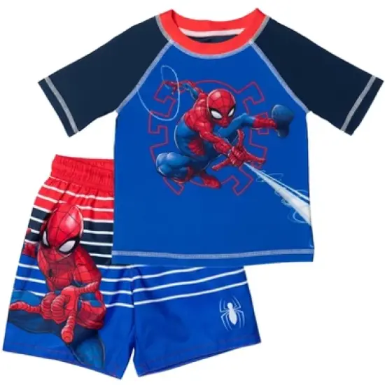 Marvel Spider-Man Rash Guard and Swim Trunks Outfit Set Little Kid to Big Kid image {10}
