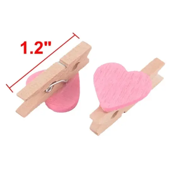 Unique Bargains Heart-shaped Mini Wooden Art Supplies Card Photo Clip 1.2"x0.7"x0.4" 50 Pcs image {1}
