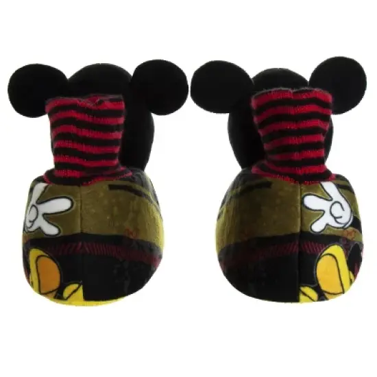 Disney Mickey Mouse 3D Slippers - Kids Cozy Plush Fuzzy Lightweight Warm Comfort Soft House Shoes - Mickey red/black (size 5-12 Toddler - Little Kid) image {2}