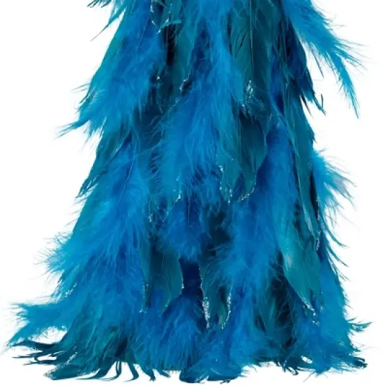 Northlight Two-Tone Layered Glitter Feather Cone Tree Christmas Decoration - 19.5" - Turquoise image {3}