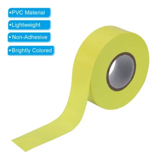 Unique Bargains PVC Non-Adhesive Flagging Tapes for Trail Outdoor 2 Pcs Yellow 1-1/5" x 147 ft image {3}