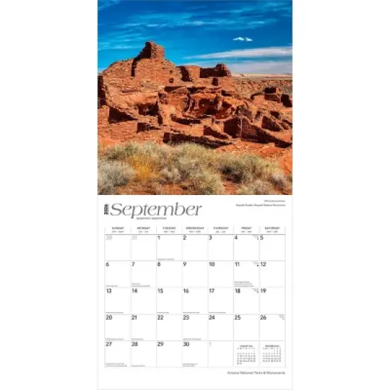 BrownTrout Arizona National Parks and Monuments 2026 12"x24" Hanging Square Wall Calendar Plastic-Free image {3}