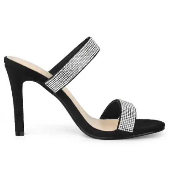 Allegra K Women's Open Toe Stiletto Heel Rhinestone Mules Sandals image {5}