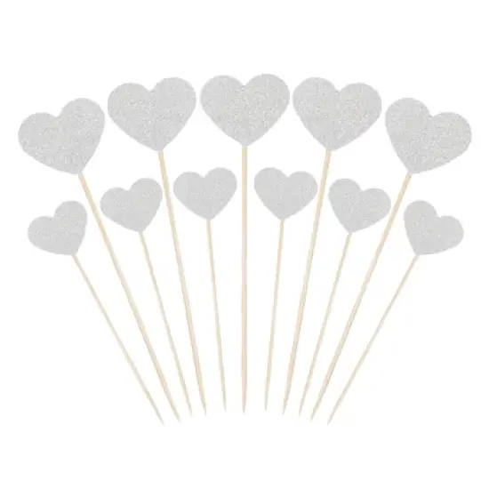 Unique Bargains Wedding Engagement Birthday Decoration Heart Shape Cupcake Toppers Picks 50 Pcs image {17}