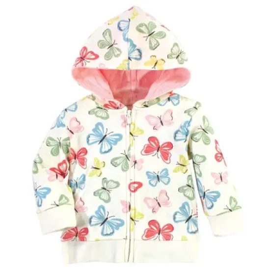 Touched by Nature Baby and Toddler Girl Organic Cotton Hoodie, Bodysuit or Tee Top, and Pant, Butterflies Toddler image {1}