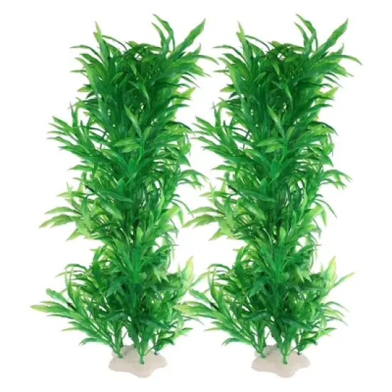 Unique Bargains Aquarium Decorations Fish Tank Artificial Plants Green 12.20" 2 Pcs image {6}
