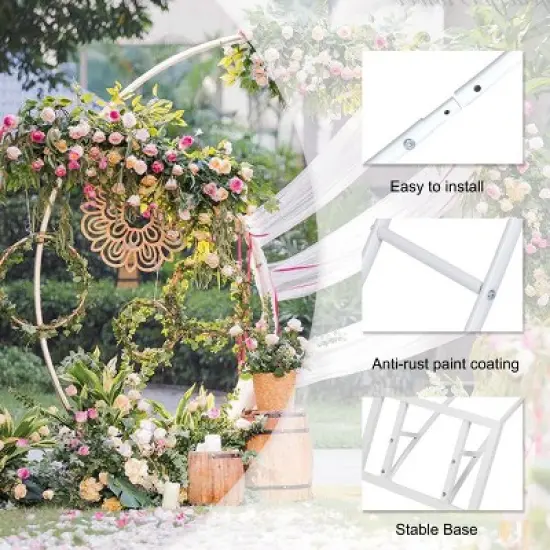 Artloge Large Heavy Duty Round Wedding Arch Double Layer Metal Backdrop Stand with Thickend Square Tubes for Wedding Garden Outdoor Party Decoration image {3}