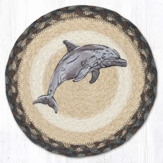 Earth Rugs Dolphin Printed Round Jute Trivet &ndash; 10" Rustic Table Protector image {3}