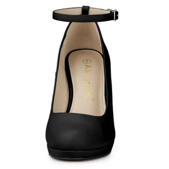 Allegra K Women's Round Toe Stiletto Heel Ankle Strap Pumps image {1}