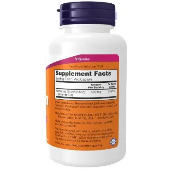 Niacin 500mg by Now Foods  -  100 Capsule image {1}