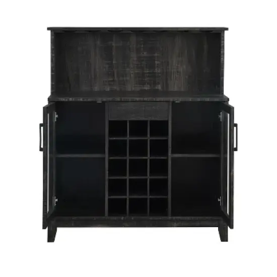 Home Source Bar Cabinet with Wine Rack and Glass Doors image {2}