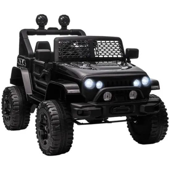 Aosom 12V Kids Ride On Car, Electric Battery Powered Off Road Truck Toy with Parent Remote Control, Adjustable Speed, Black image {6}