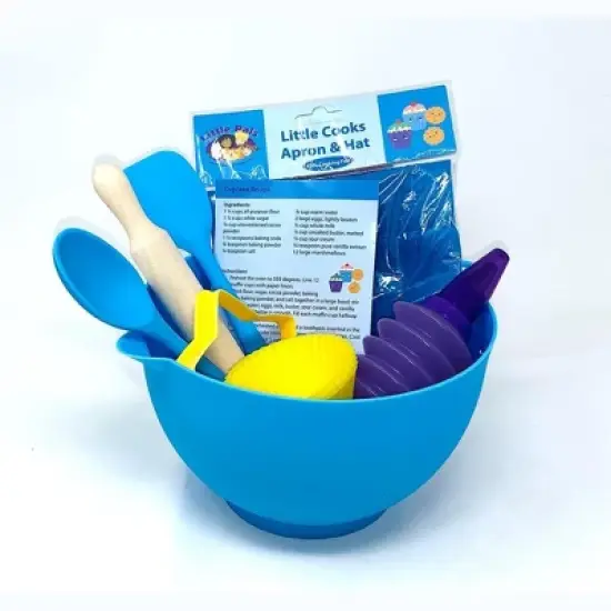 Kids' Baking Set &ndash; Complete Baking Kit with Mixing Bowl, Rolling Pin, Cookie Cutter, Apron, Chef Hat & More &ndash; Available in Pink or Blue image {15}