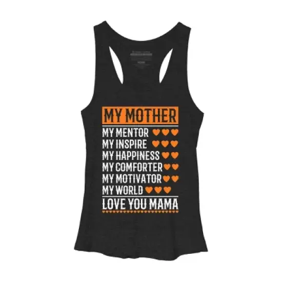Women's Design By Humans Best Mother Description Hearts By OlaFami Racerback Tank Top image {2}