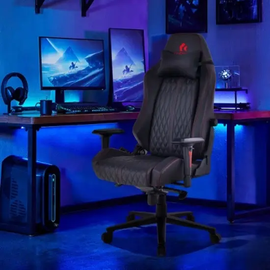 Costway Gaming Chair with Meta Base Class-4 Gas Lift 4D Armrest & Adjustable Lumbar Support image {3}