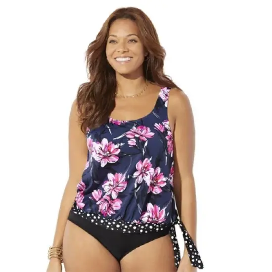Swimsuits for All Women&rsquo;s Plus Size Side Tie Blouson Tankini Top image {16}