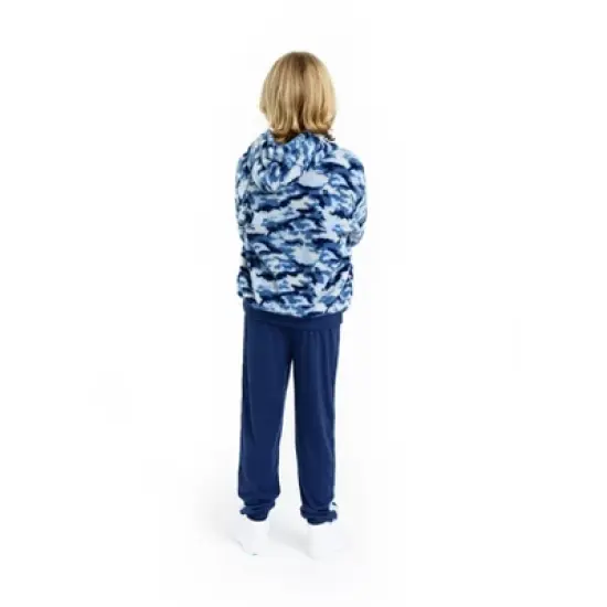 Sleep On It Boys Blue Camo Soft Novelty Fleece 2-Piece Hooded Pajama Sleep Pant Set image {5}