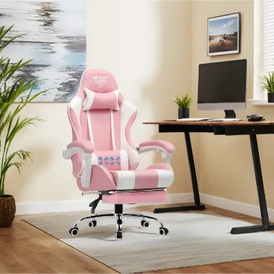 Ergonomic Gaming Chair with Footrest & Lumbar Pillow - PU Leather Comfort image {1}