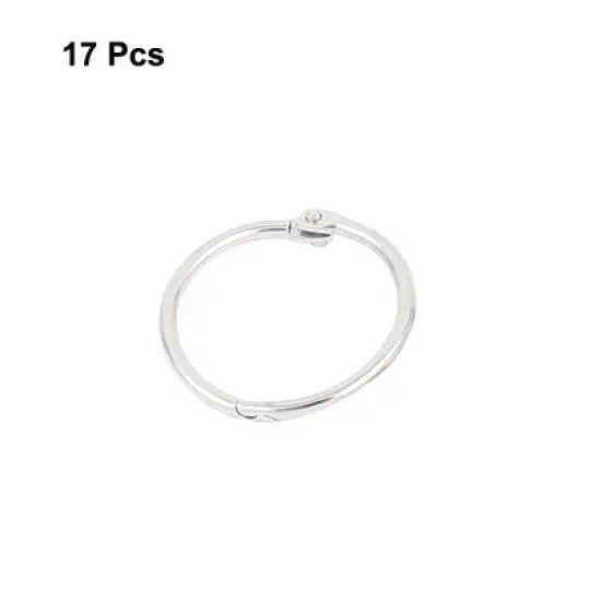 Unique Bargains Office Metal Loose Leaf Ring Hinge Snap Binder Silver Tone 1.2" Dia 17 Pcs image {1}