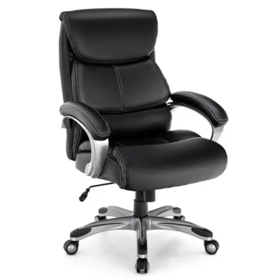Costway 400LBS Big & Tall High Back Adjustable Swivel Leather Office Chair image {9}